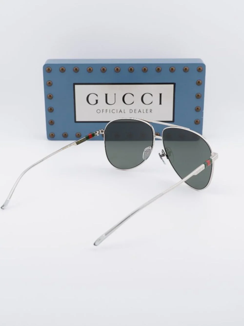 Gucci GG1677S 001 Aviator Sunglasses - Silver / Grey